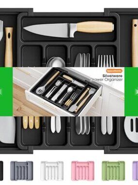 Adjustable Expandable Utensil Drawer Organizer Cutlery Tray Kitchen Storage